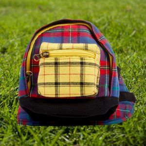 Plaid Dog Backpack - S/M Adjustable Straps - Waste Bags - Bond & Co EUC